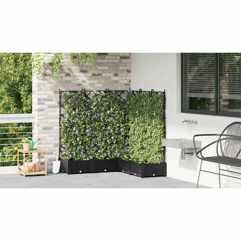 vidaXL Kertész cserép rácsos változattal 5 pcs Fekete