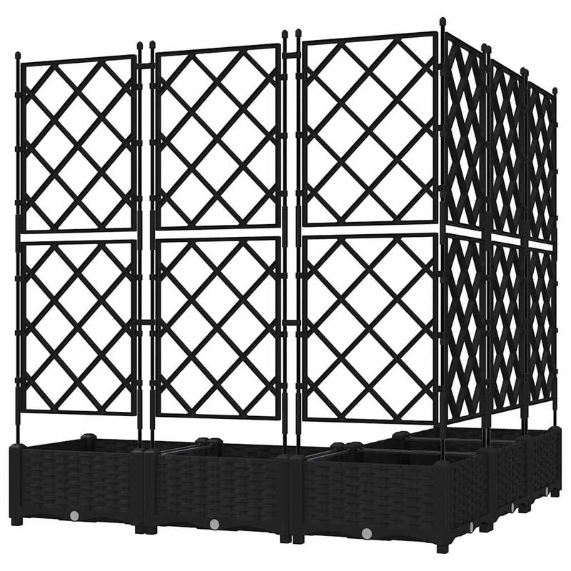 vidaXL Kertész cserép rácsos változattal 5 pcs Fekete