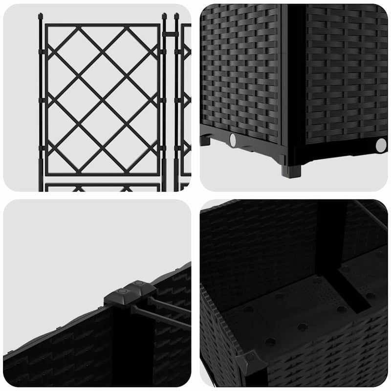 vidaXL Kertész cserép rácsos változattal 5 pcs Fekete