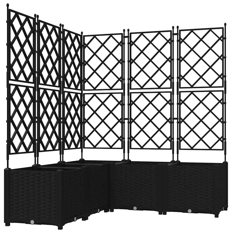 vidaXL Kertész cserép rácsos változattal 5 pcs Fekete