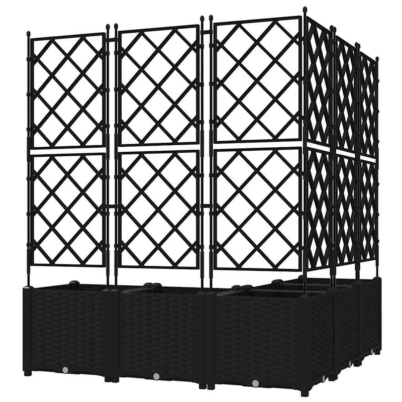 vidaXL Kertész cserép rácsos változattal 5 pcs Fekete
