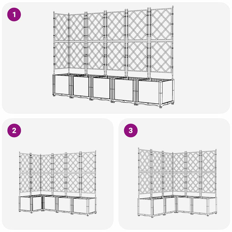 vidaXL Kertész cserép rácsos változattal 5 pcs Fekete