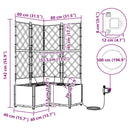 vidaXL Kerti ültetők Fekete 80 x 80 x 142 cm Acél