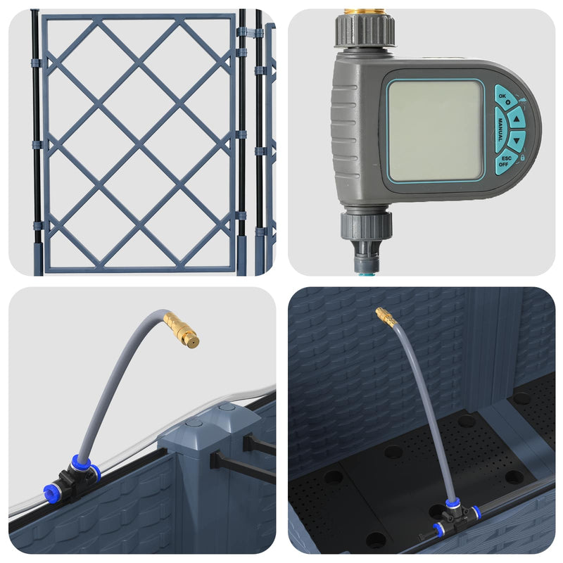 vidaXL Kertész cserép rácsos változattal 2 pcs Szürke 80 x 40 x 143 cm