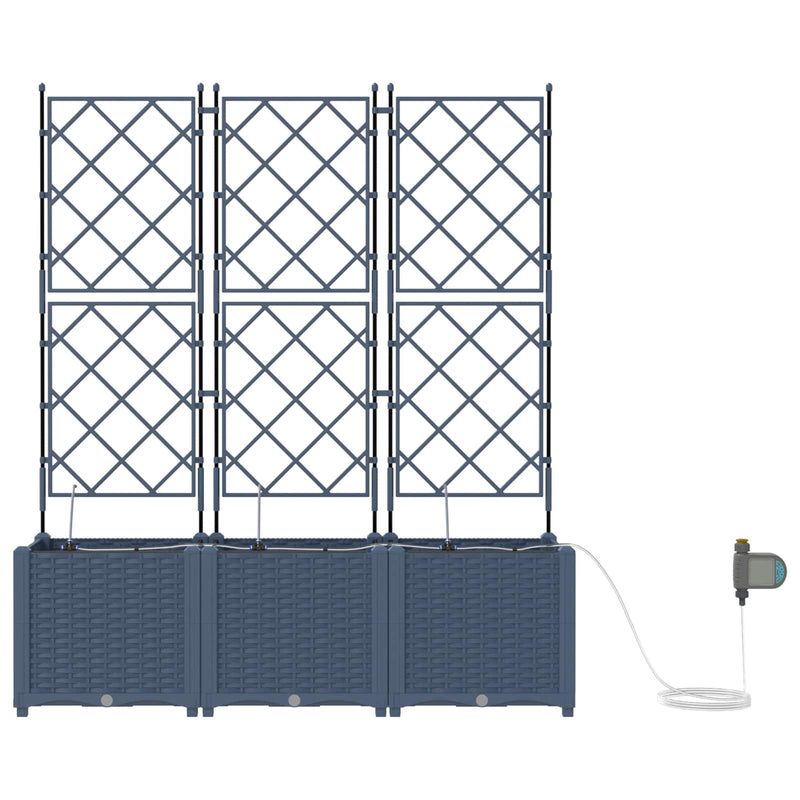 vidaXL Kertész cserép rácsos változattal 2 pcs Szürke 80 x 40 x 143 cm