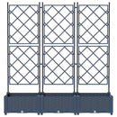 vidaXL Kertész cserép rácsos változattal 3 pcs Szürke