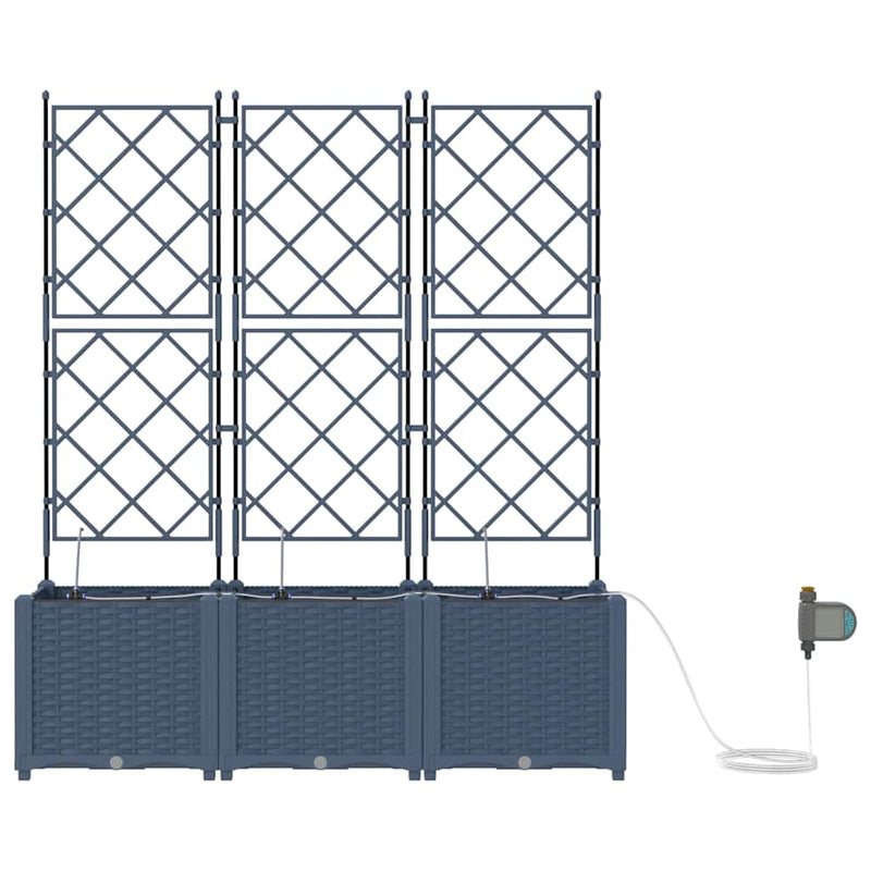 vidaXL Kertész cserép rácsos változattal 3 pcs Szürke 80 x 80 x 143 cm