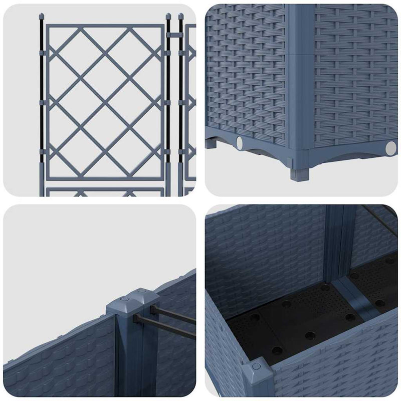 vidaXL Kertész cserép rácsos változattal 5 pcs Szürke