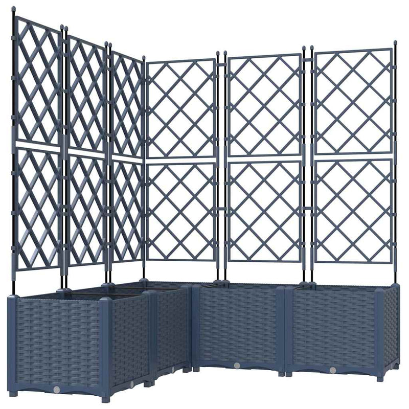 vidaXL Kertész cserép rácsos változattal 5 pcs Szürke