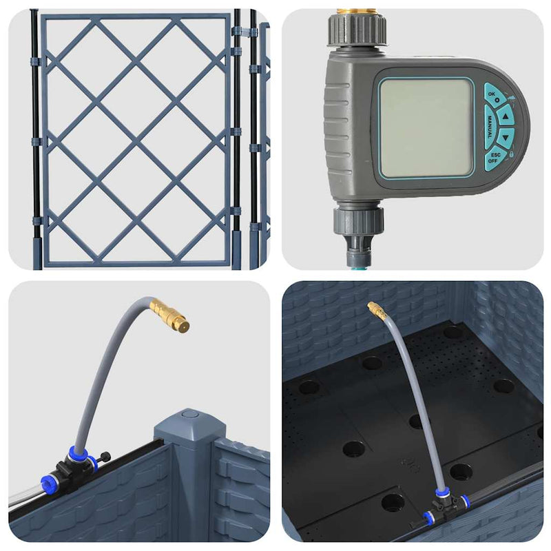 vidaXL Kerti ültetők Szürke 40 x 40 x 126 cm Acél