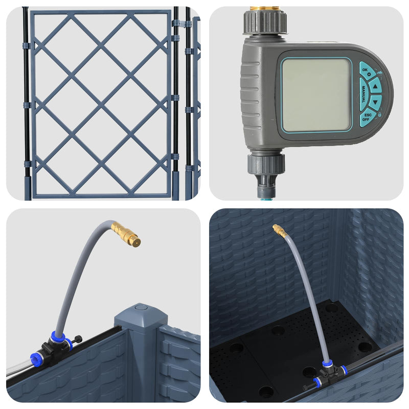 vidaXL Kerti ültetők Szürke 40 x 40 x 142 cm Acél