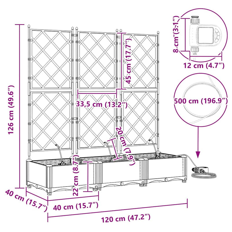 vidaXL Kerti ültetők Szürke 120 x 40 x 126 cm Acél