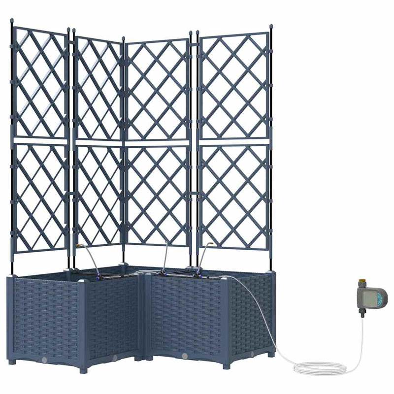 vidaXL Kerti ültetők Szürke 80 x 80 x 142 cm Acél