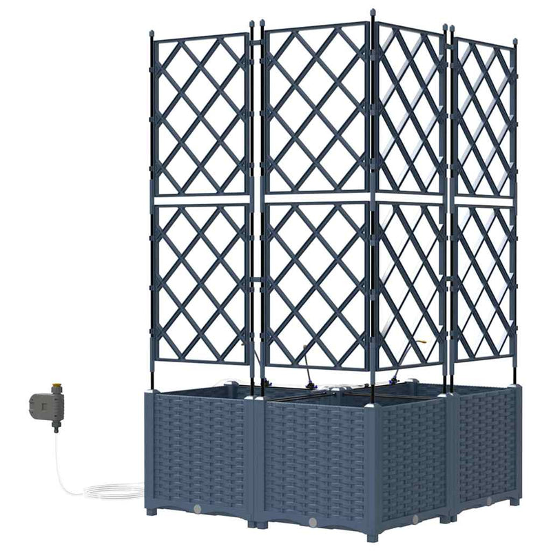 vidaXL Kerti ültetők Szürke 80 x 80 x 142 cm Acél