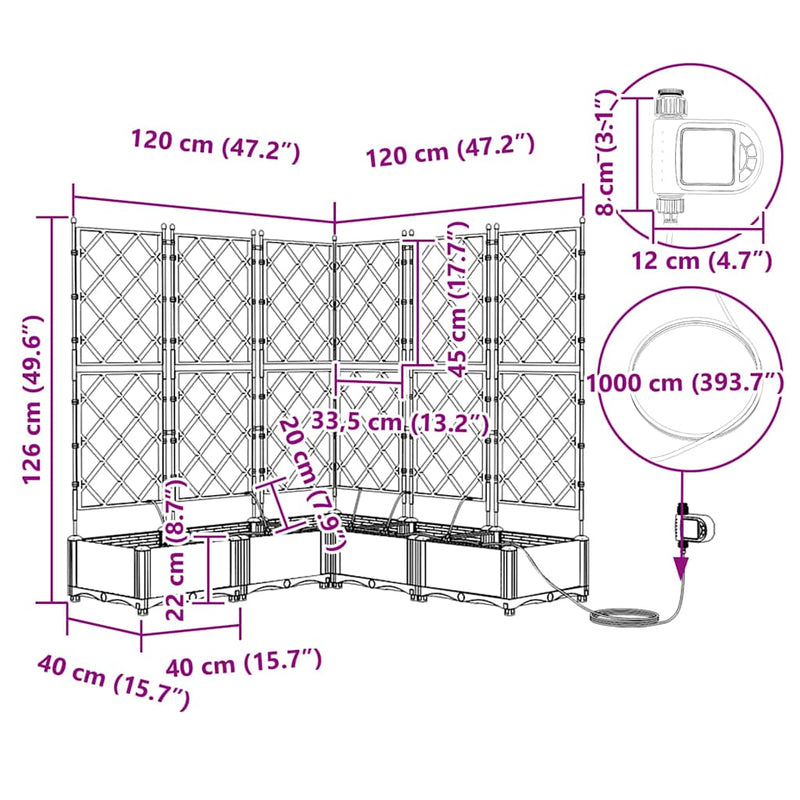 vidaXL Kerti ültetők Szürke 120 x 120 x 126 cm Acél