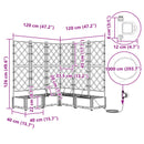 vidaXL Kerti cserép 5 pcs Szürke 120 x 120 x 126 cm Műanyag