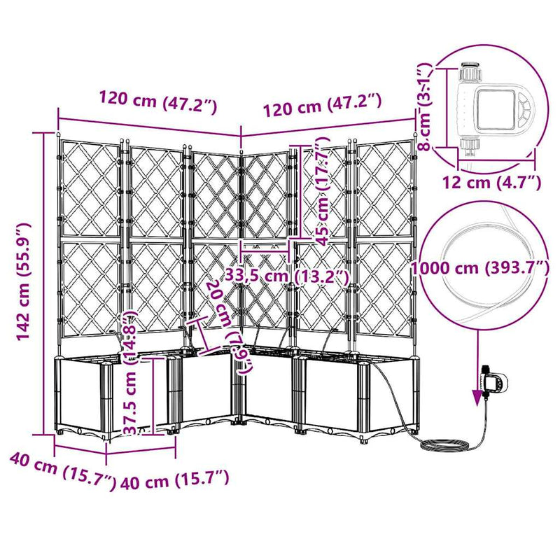 vidaXL Kerti ültetők Szürke 120 x 120 x 142 cm Acél