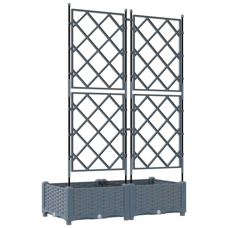 vidaXL Kertész cserép rácsos változattal 2 pcs Világosszürke
