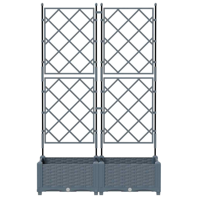 vidaXL Kertész cserép rácsos változattal 2 pcs Világosszürke