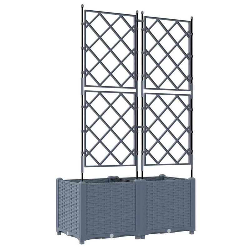 vidaXL Kertész cserép rácsos változattal 2 pcs Világosszürke