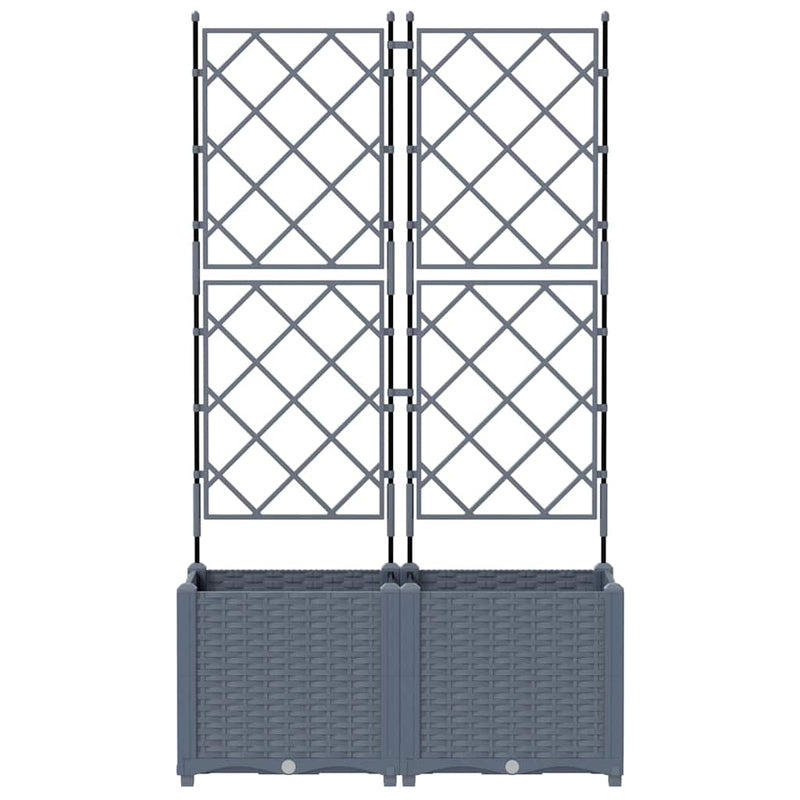 vidaXL Kertész cserép rácsos változattal 2 pcs Világosszürke
