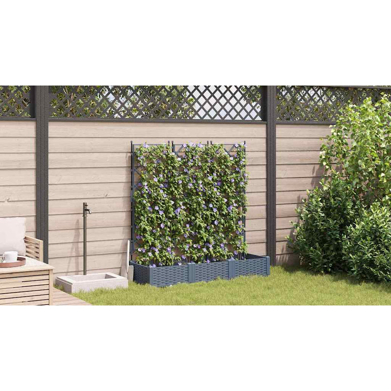 vidaXL Kertész cserép rácsos változattal 3 pcs Világosszürke