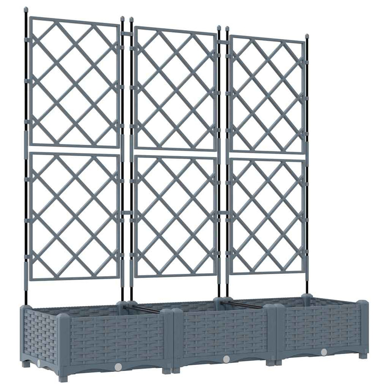 vidaXL Kertész cserép rácsos változattal 3 pcs Világosszürke
