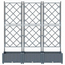 vidaXL Kertész cserép rácsos változattal 3 pcs Világosszürke