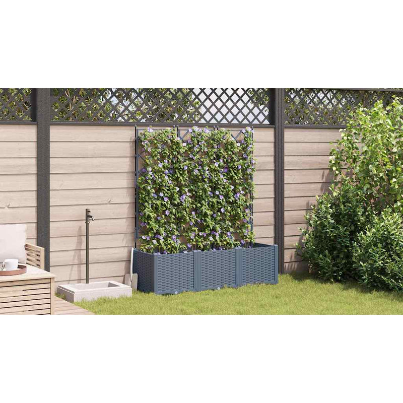 vidaXL Kertész cserép rácsos változattal 3 pcs Világosszürke