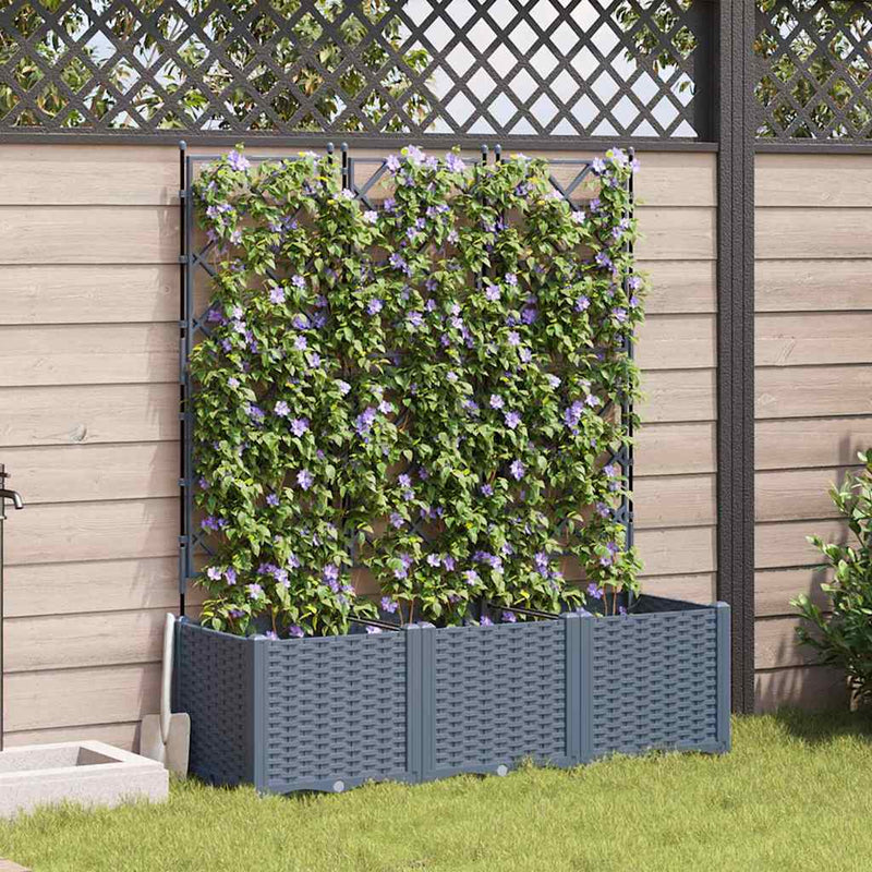 vidaXL Kertész cserép rácsos változattal 3 pcs Világosszürke