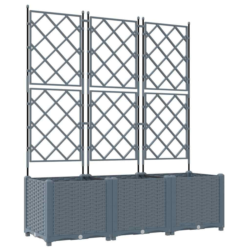 vidaXL Kertész cserép rácsos változattal 3 pcs Világosszürke