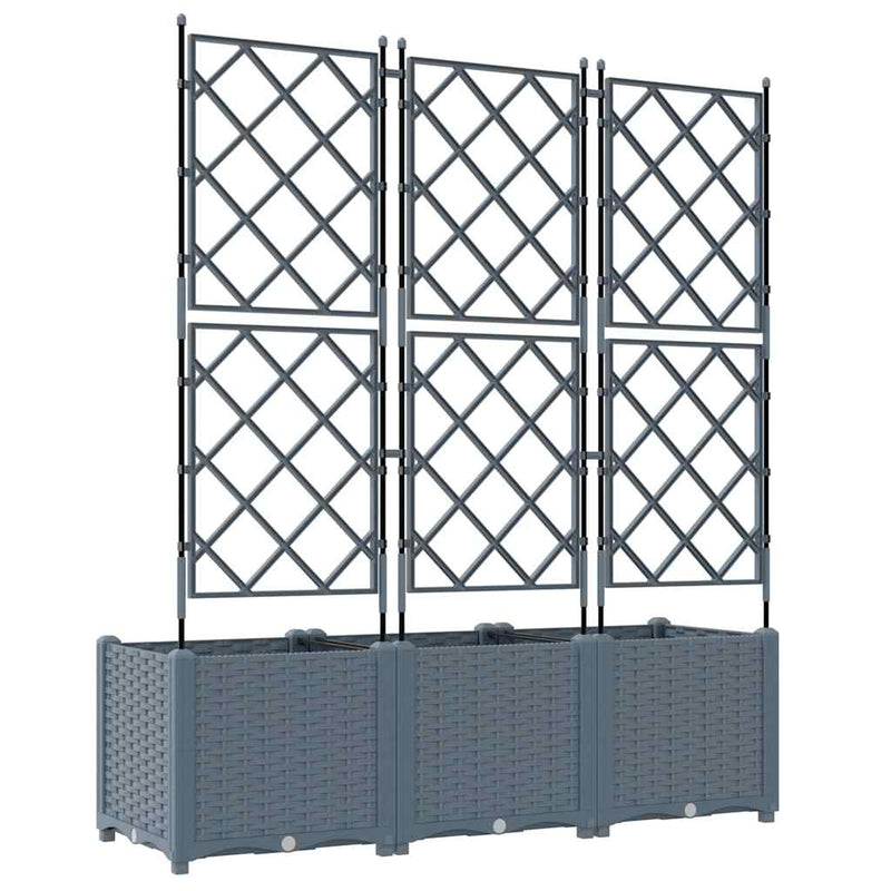 vidaXL Kertész cserép rácsos változattal 3 pcs Világosszürke