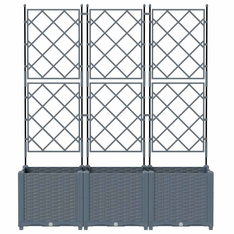 vidaXL Kertész cserép rácsos változattal 3 pcs Világosszürke