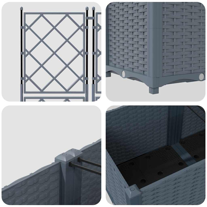 vidaXL Kertész cserép rácsos változattal 3 pcs Világosszürke
