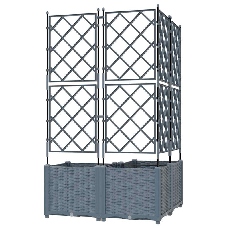 vidaXL Kertész cserép rácsos változattal 3 pcs Világosszürke