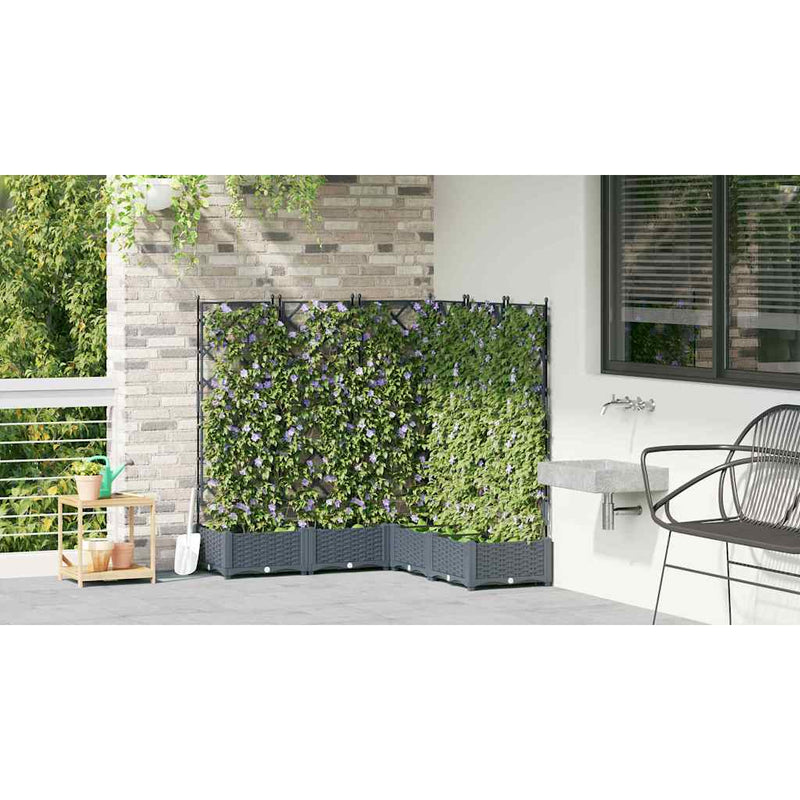 vidaXL Kertész cserép rácsos változattal 5 pcs Világosszürke