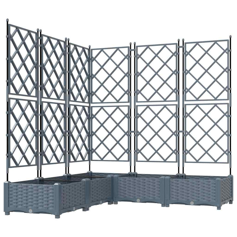 vidaXL Kertész cserép rácsos változattal 5 pcs Világosszürke