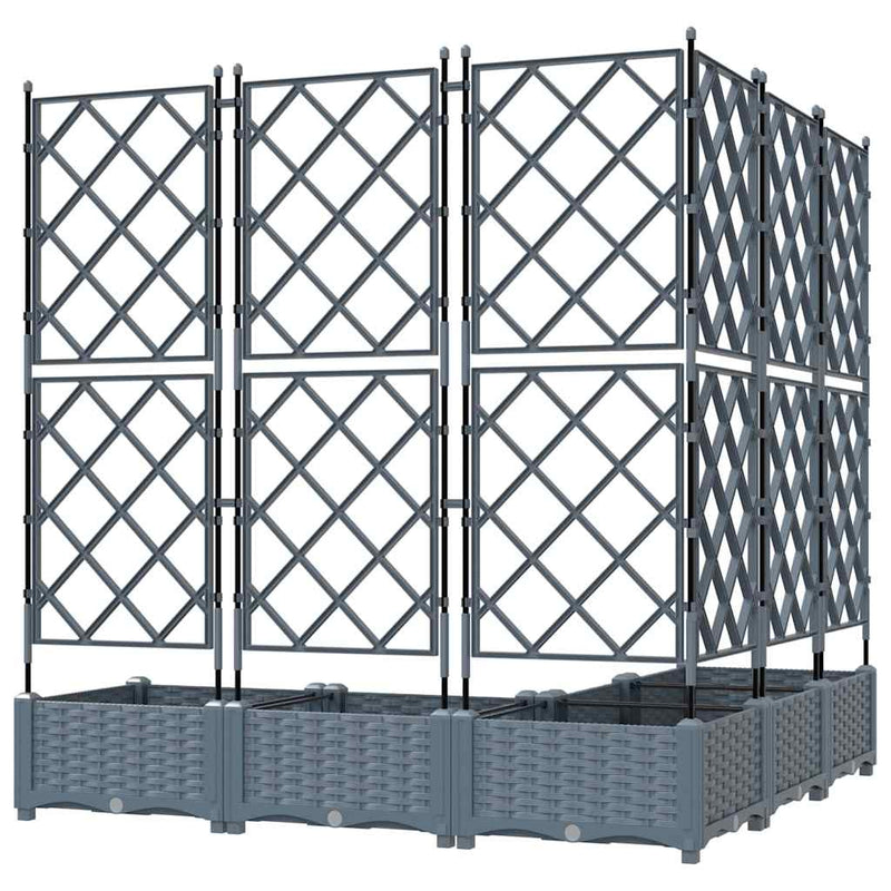 vidaXL Kertész cserép rácsos változattal 5 pcs Világosszürke