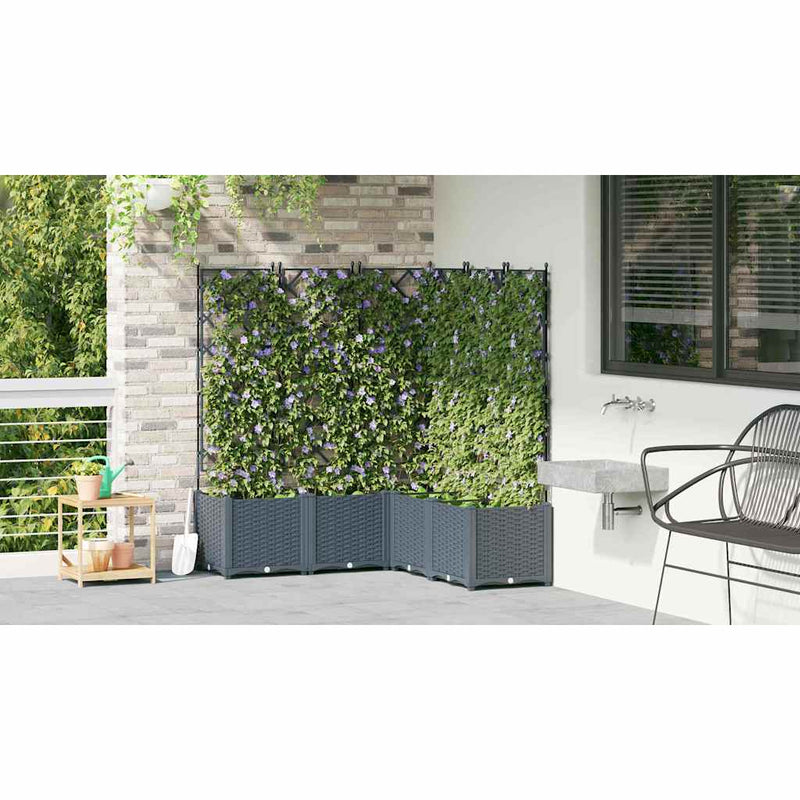 vidaXL Kertész cserép rácsos változattal 5 pcs Világosszürke