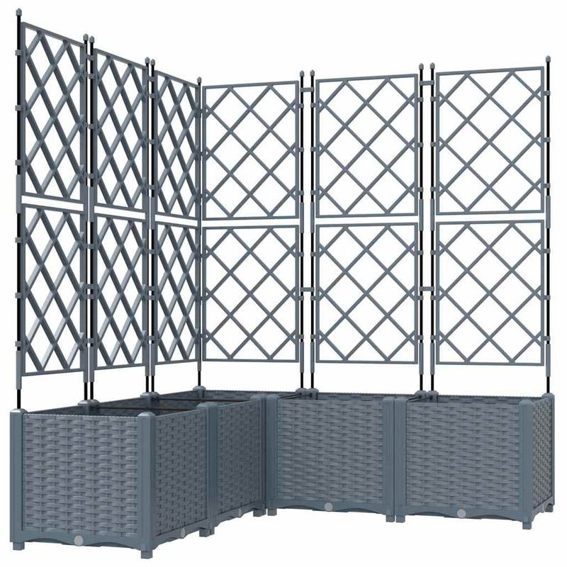 vidaXL Kertész cserép rácsos változattal 5 pcs Világosszürke