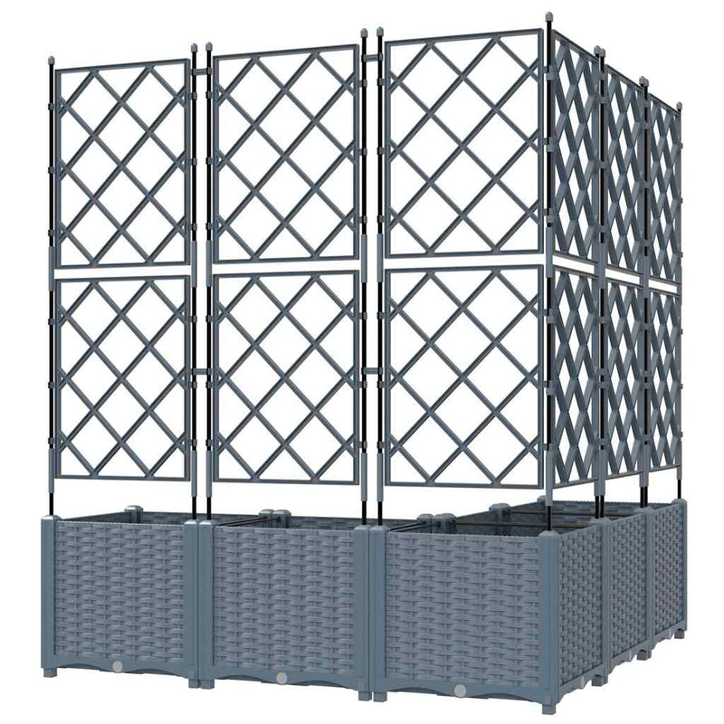 vidaXL Kertész cserép rácsos változattal 5 pcs Világosszürke