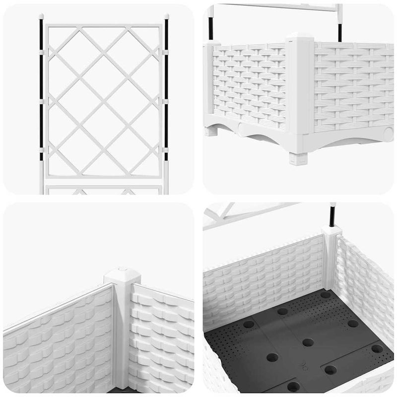 vidaXL Kertész cserép rácsos változattal Fehér 40 x 40 x 125,5 cm PP