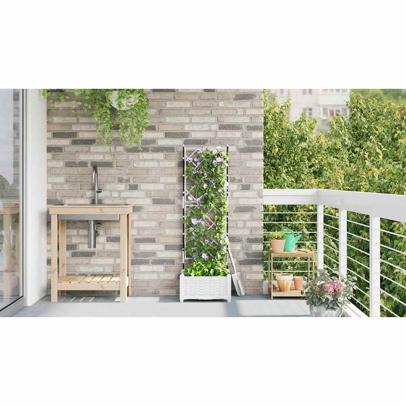 vidaXL Kertész cserép rácsos változattal Fehér 40 x 40 x 125,5 cm PP