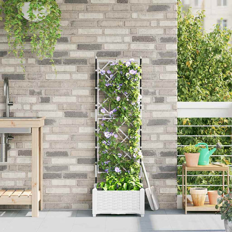vidaXL Kertész cserép rácsos változattal Fehér 40 x 40 x 125,5 cm PP