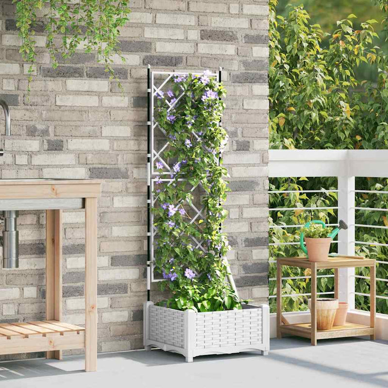 vidaXL Kertész cserép rácsos változattal Fehér 40 x 40 x 125,5 cm PP