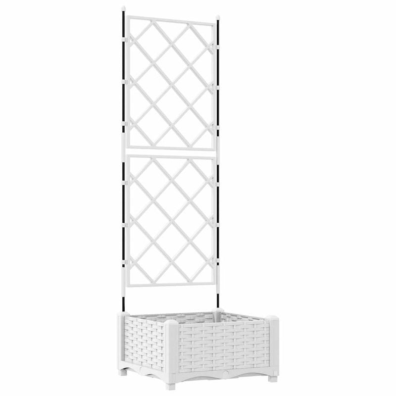 vidaXL Kertész cserép rácsos változattal Fehér 40 x 40 x 125,5 cm PP