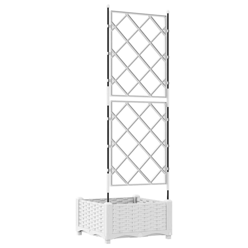 vidaXL Kertész cserép rácsos változattal Fehér 40 x 40 x 125,5 cm PP