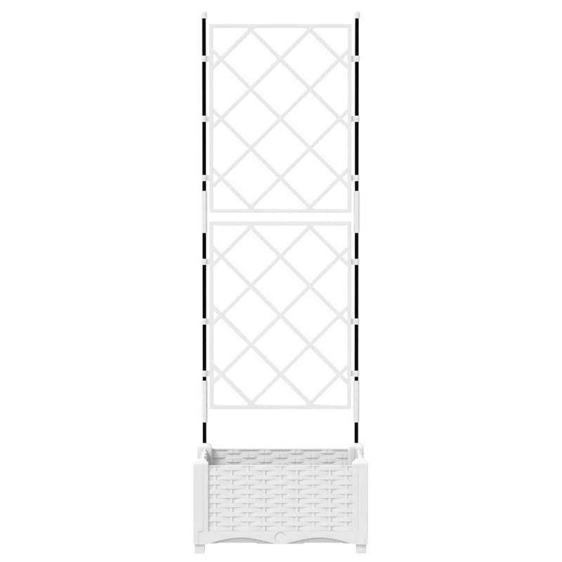 vidaXL Kertész cserép rácsos változattal Fehér 40 x 40 x 125,5 cm PP