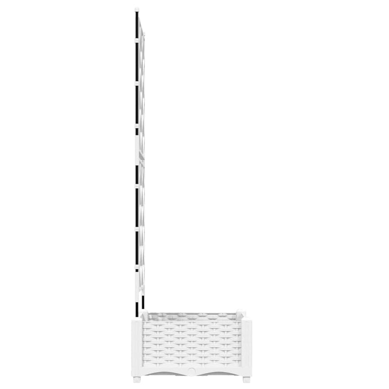 vidaXL Kertész cserép rácsos változattal Fehér 40 x 40 x 125,5 cm PP