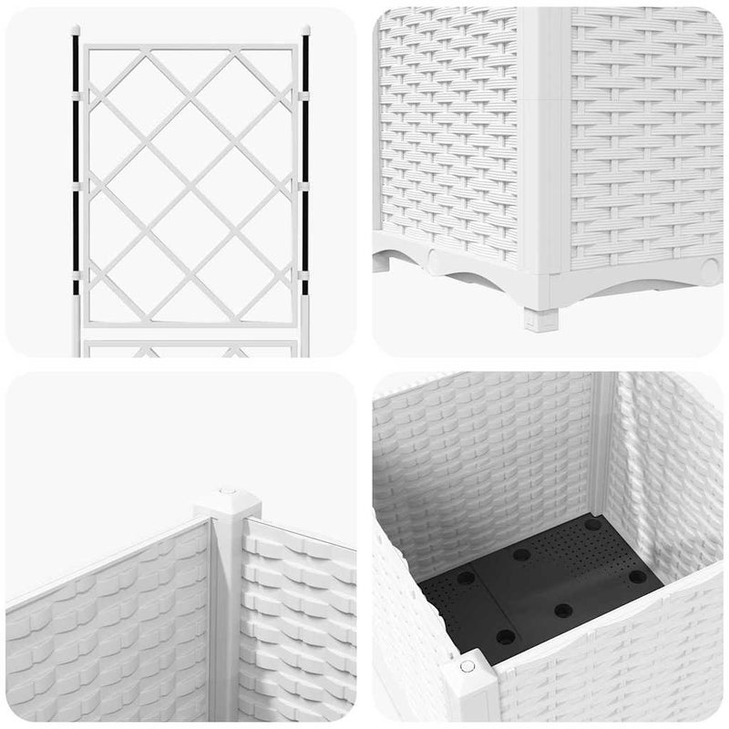 vidaXL Kertész cserép rácsos változattal Fehér 40 x 40 x 143 cm PP